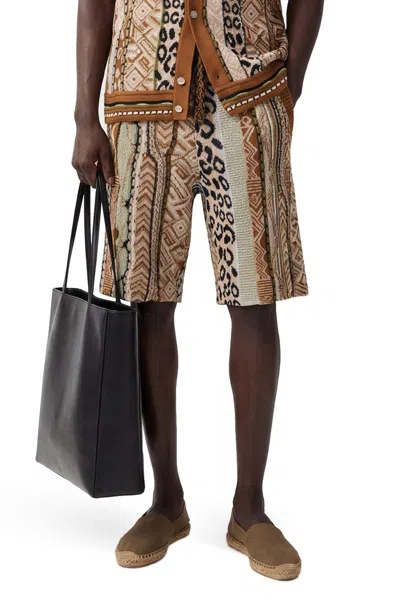 Laneus Patterned Drawstring Shorts In Brown
