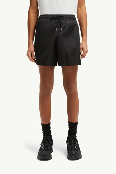 Moncler Logo Patch Detail Elastic Waist Swim Shorts In Black