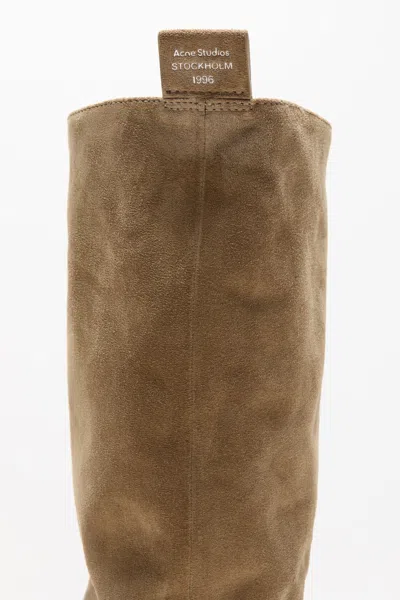 Acne Studios Bojan Slouch Suede Boots Beige In Animal Print