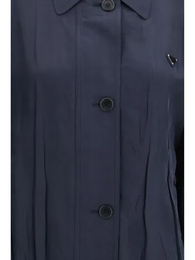 Prada Washed Silk Jacket In Blue