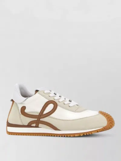Loewe Flow Runner 2.0 Sneakers In White/brown Nylon And Suede Women In Animal Print