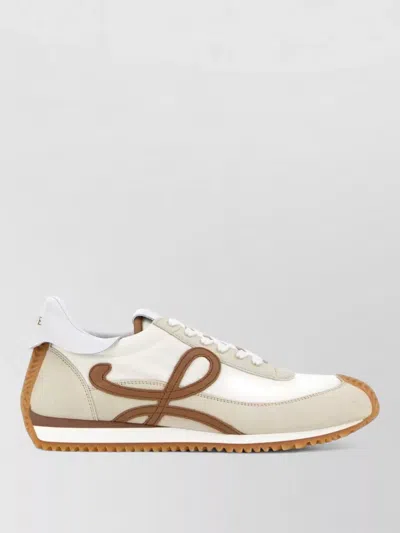 Loewe Flow Runner 2.0 Sneakers In White/brown Nylon And Suede Women In Animal Print