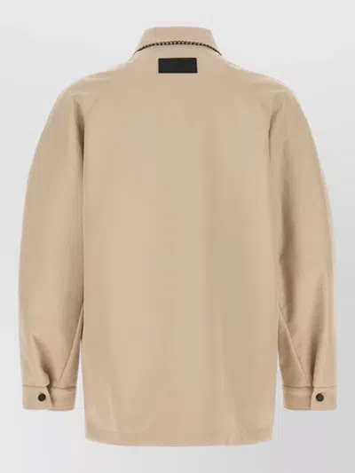 Givenchy Canvas Jacket Collared Design Back Yoke In Brown