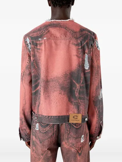 Camperlab Button-fastening Distressed-effect Denim Jacket In Orange
