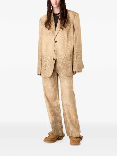 Camperlab Check Button Blazer In Brown