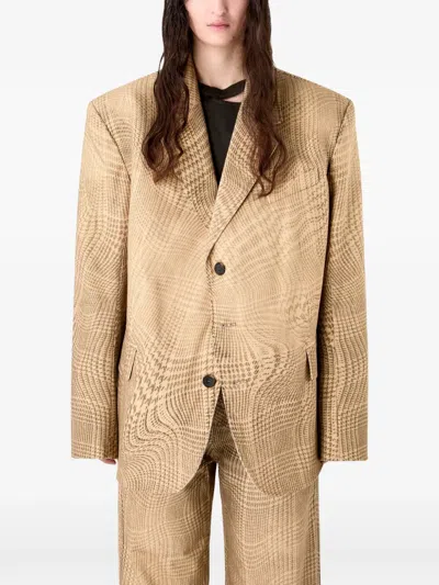 Camperlab Check Button Blazer In Brown