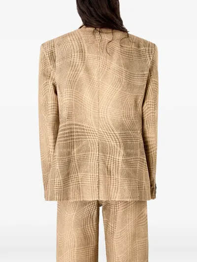 Camperlab Check Button Blazer In Brown