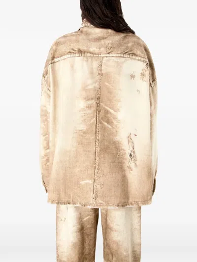 Camperlab Camel Corduroy Print Denim Shirt In Neutral