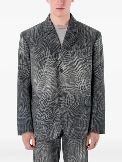 Camperlab Checked Blazer In Burgundy
