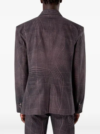 Camperlab Check Pattern Blazer In Burgundy