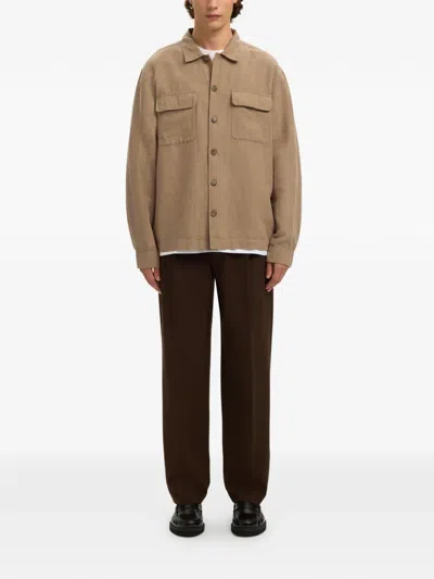 Selected Flap-pocket Buttoned Overshirt In Brown