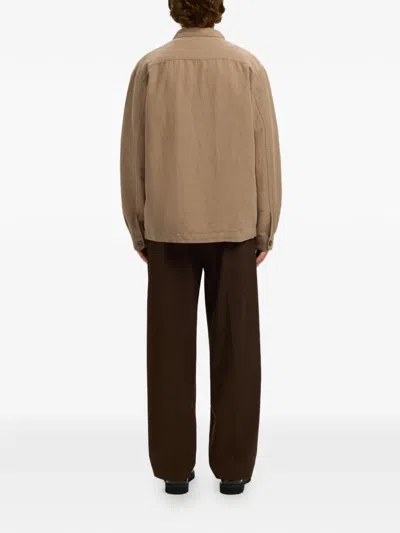 Selected Flap-pocket Buttoned Overshirt In Brown