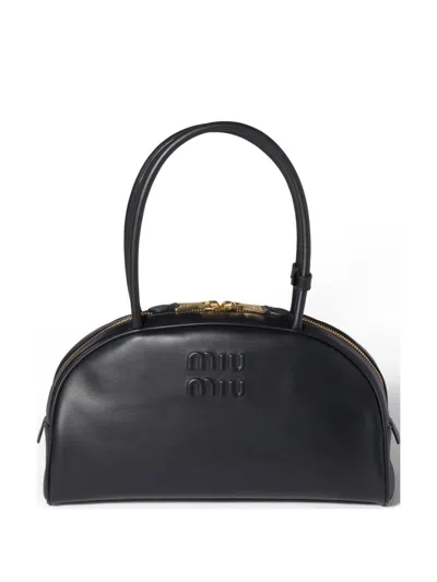 Miu Miu Black Calf Leather Bos Taurus Shoulder Bag
