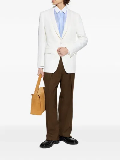 Tom Ford Wool Silk Sharp Faille Slim Shawl Lapel Jacket In White