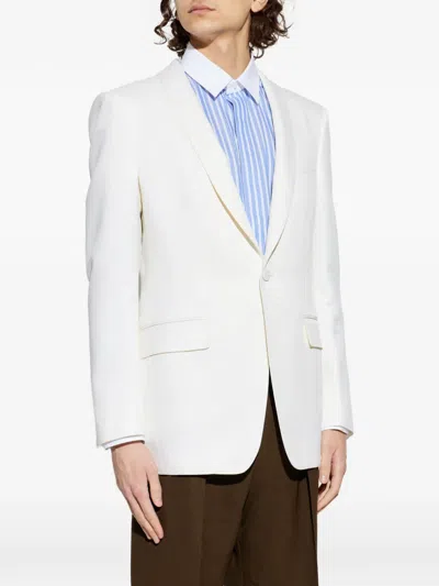 Tom Ford Wool Silk Sharp Faille Slim Shawl Lapel Jacket In White