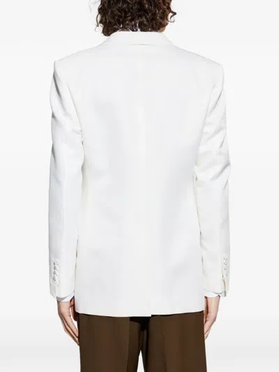 Tom Ford Wool Silk Sharp Faille Slim Shawl Lapel Jacket In White