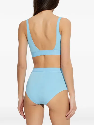 Tom Ford Logo Bandeau Bra Boat Neckline Sleeveless In Blue