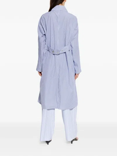 Rag & Bone Striped Buttoned Coat In Blue