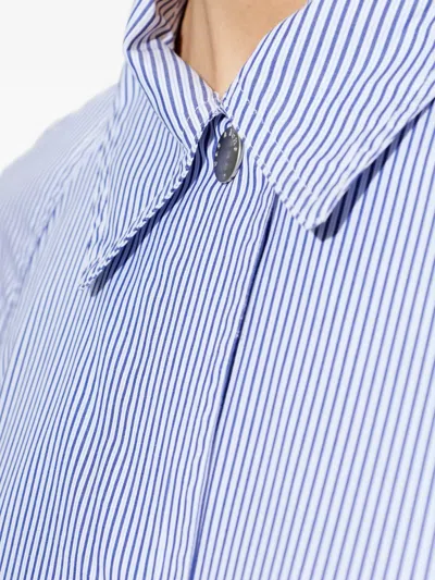 Rag & Bone Striped Buttoned Coat In Blue