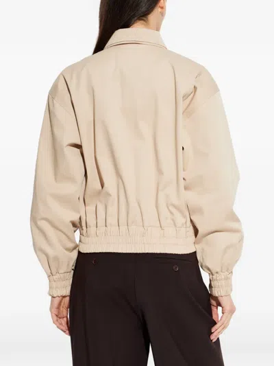 Lacoste Collared Zip Jacket In Neutral