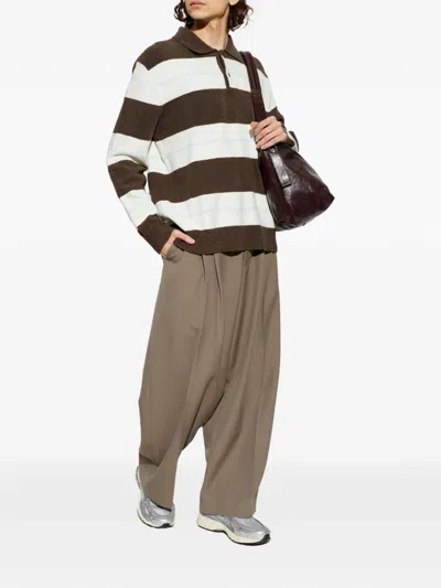 Samsoe & Samsoe Long-sleeved Striped Polo Shirt In Pink