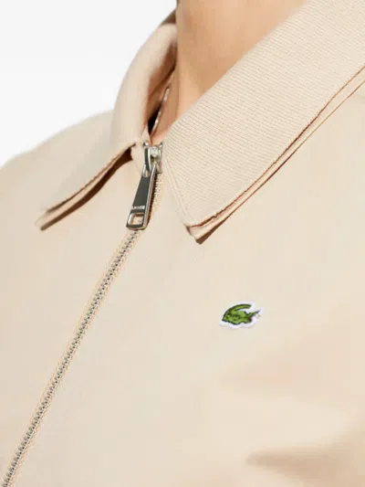 Lacoste Collared Zip Jacket In Neutral