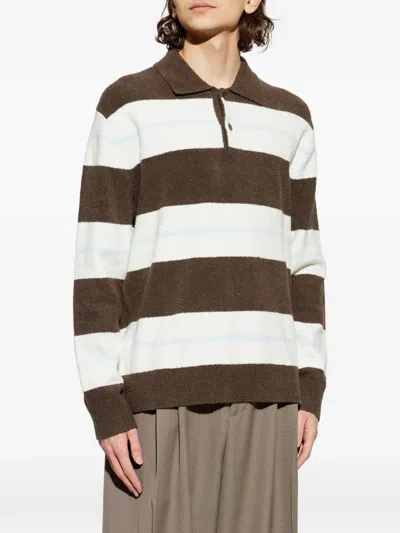 Samsoe & Samsoe Long-sleeved Striped Polo Shirt In Pink