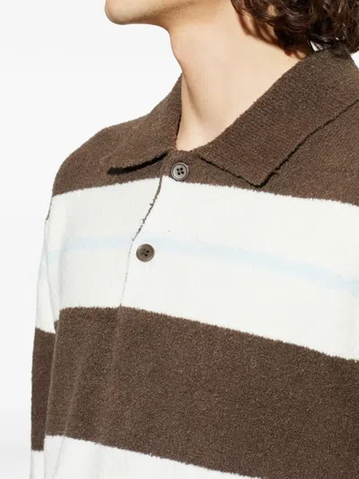 Samsoe & Samsoe Long-sleeved Striped Polo Shirt In Pink