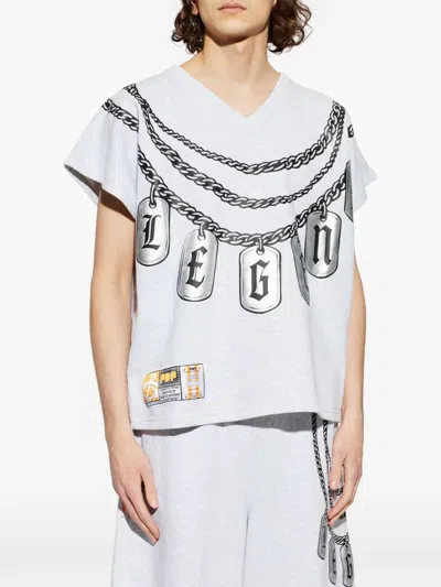 Pdf Chain Print V-neck T-shirt In Red