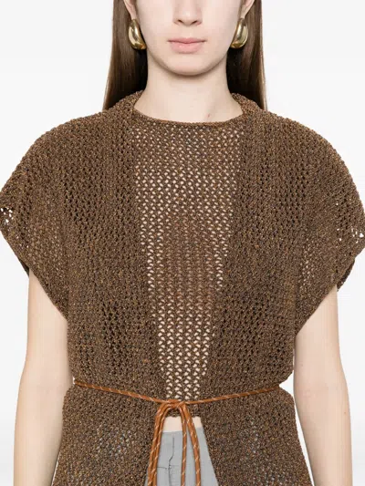 Alpha Studio Oversize Cardigan In Brown