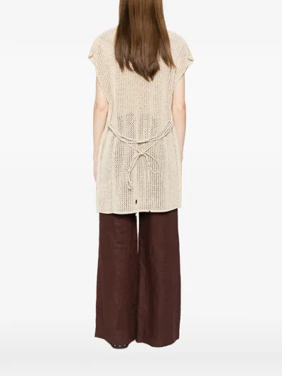 Alpha Studio Openwork Cardigan In Neutral