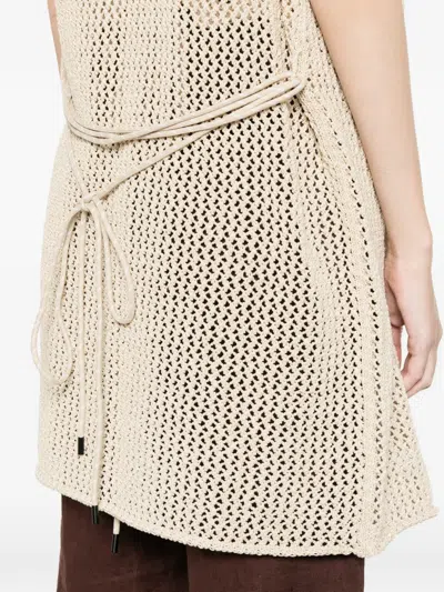 Alpha Studio Openwork Cardigan In Neutral