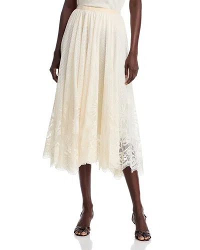 Fabiana Filippi Lace Asymmetric-hem Midi Skirt In Neutral