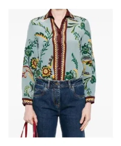 Etro Silk Printed Button Front Blouse In Multi