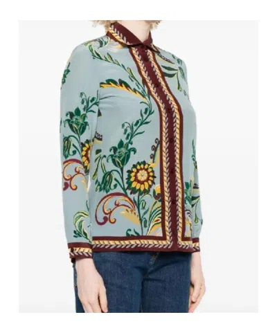 Etro Silk Printed Button Front Blouse In Multi