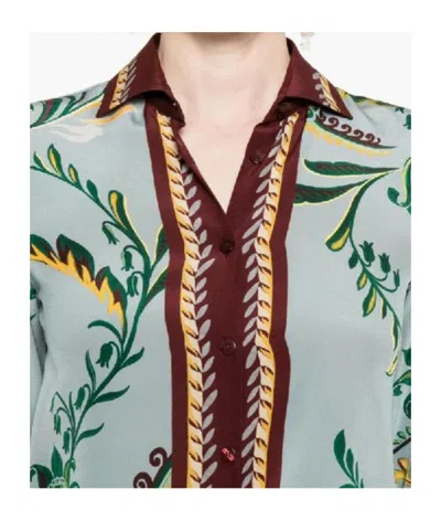 Etro Silk Printed Button Front Blouse In Multi