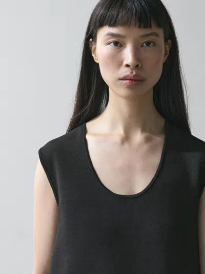 Massimo Dutti Flowing Mini Dress In Black