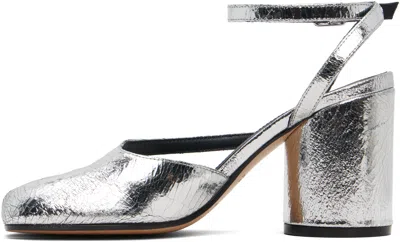 Maison Margiela Tabi Broken Mirror Leather Split-toe Pumps In Metallic