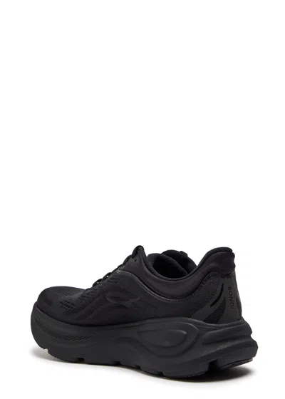 Hoka Bondi 9 Black Low Top Sneakers With Maxi Logo Lettering On The Side In Tech Fabric Unisex In Black