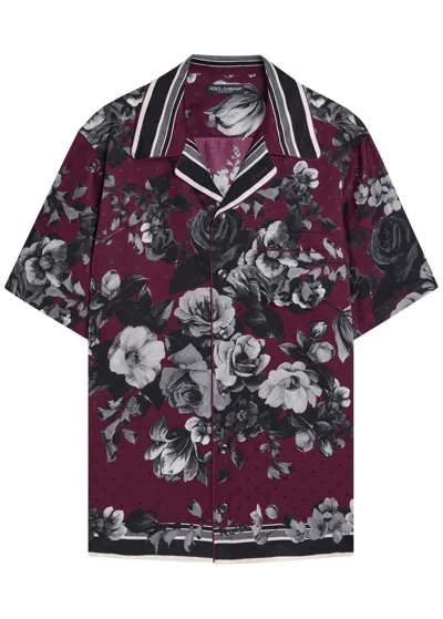 Dolce & Gabbana Bouquet Fiori Short Sleeve Notched Collar Shirt In Multi