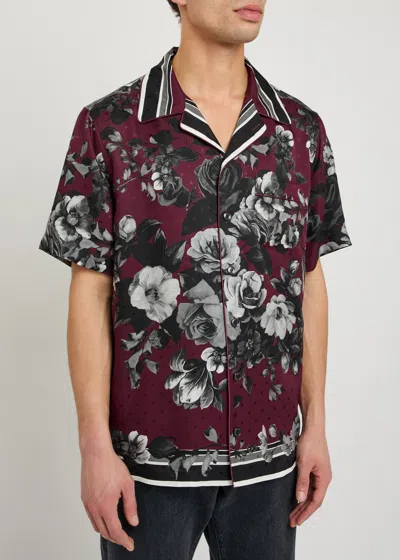 Dolce & Gabbana Bouquet Fiori Short Sleeve Notched Collar Shirt In Multi