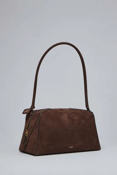 Alaïa Le Bouledogue Bowling Shoulder Bag In Nubuck Leather In Brown