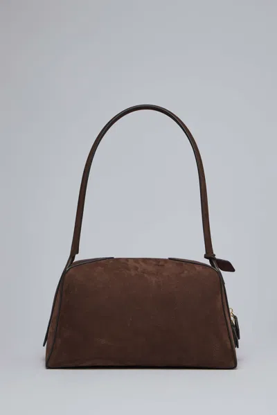 Alaïa Le Bouledogue Bowling Shoulder Bag In Nubuck Leather In Brown