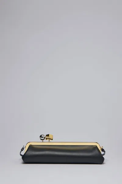 Jacquemus Rectangular Silhouette Clutch Bag With Top Handle In Black