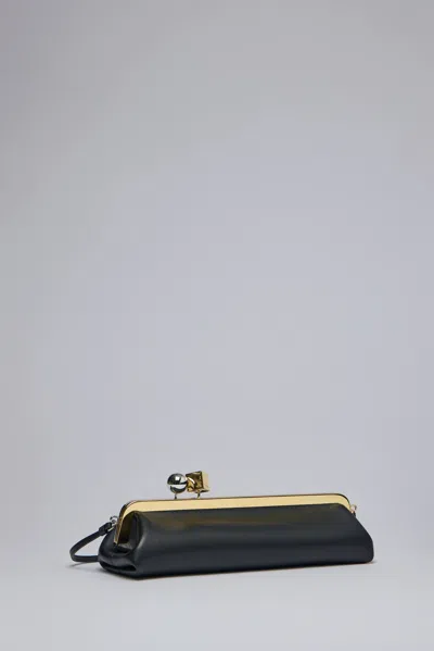 Jacquemus Rectangular Silhouette Clutch Bag With Top Handle In Black