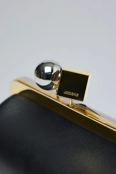 Jacquemus Rectangular Silhouette Clutch Bag With Top Handle In Black