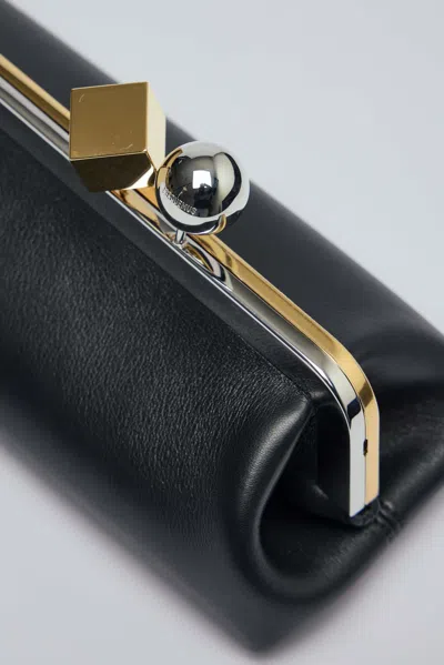 Jacquemus Rectangular Silhouette Clutch Bag With Top Handle In Black