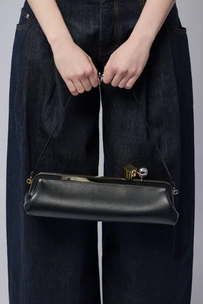 Jacquemus Rectangular Silhouette Clutch Bag With Top Handle In Black