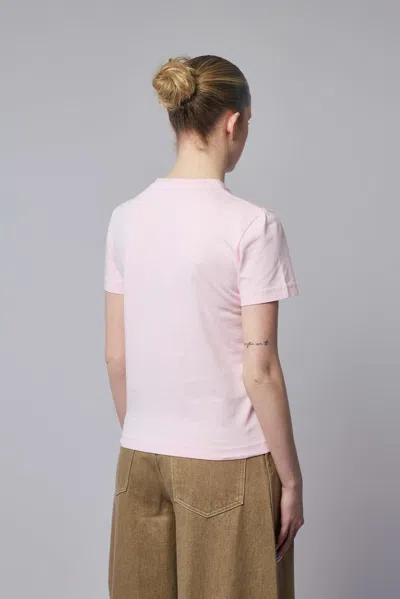 Jacquemus Pink Crew Neck T-shirt With Logo Patch On The Front In Cotton Woman