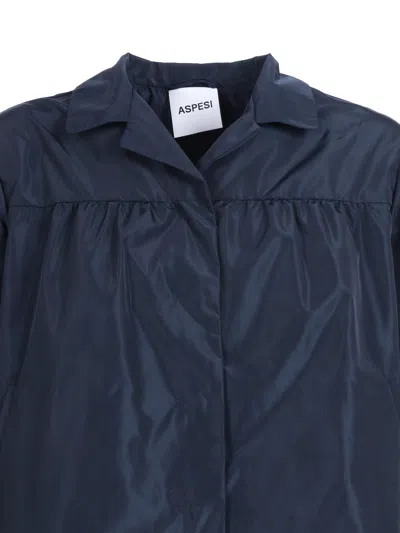 Aspesi Lined Technical Jacket In Blue